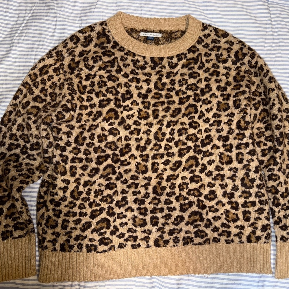 American Eagle Outfitters Brown Tan Crew Neck Sweater